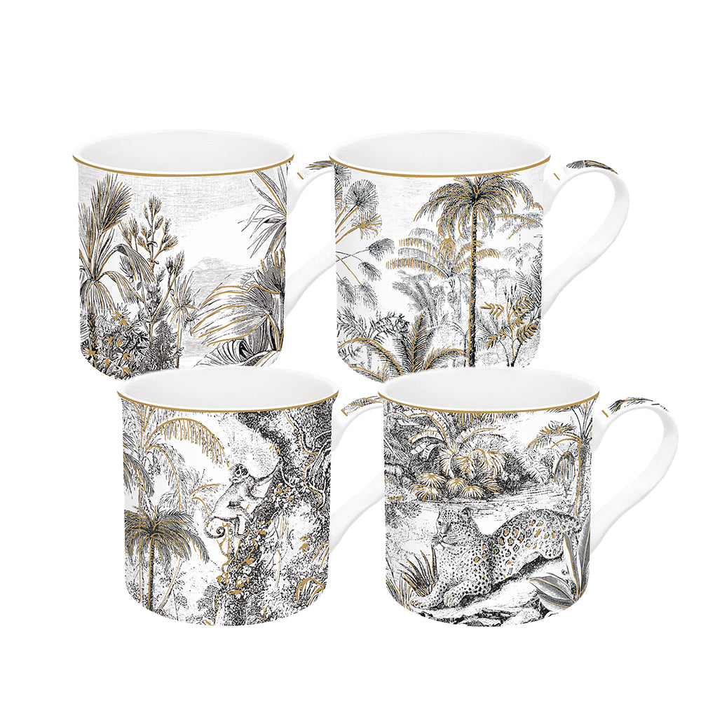 Retro Jungle 300ml (10oz) Set of 4 Mugs