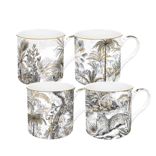 Retro Jungle 300ml (10oz) Set of 4 Mugs