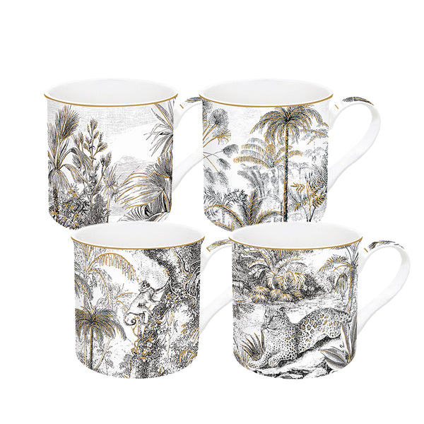 Retro Jungle 300ml (10oz) Set of 4 Mugs