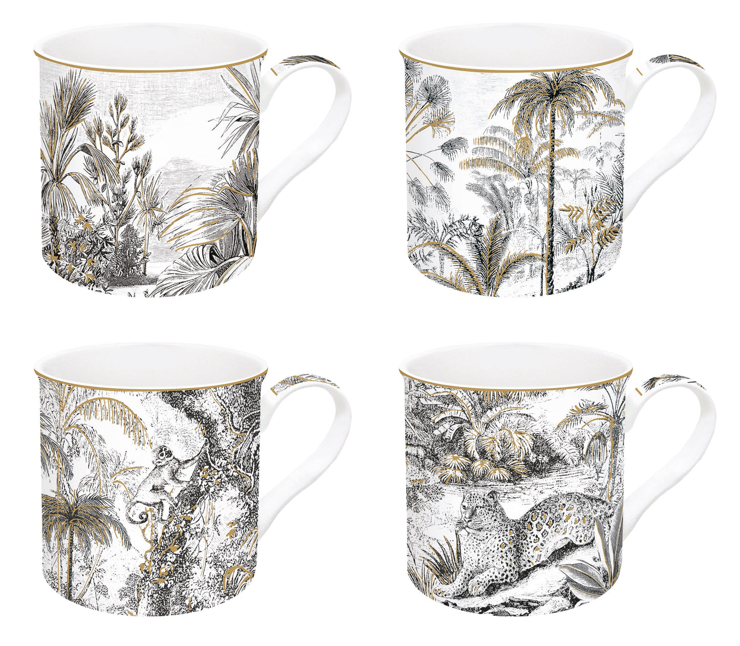 Retro Jungle 300ml (10oz) Set of 4 Mugs