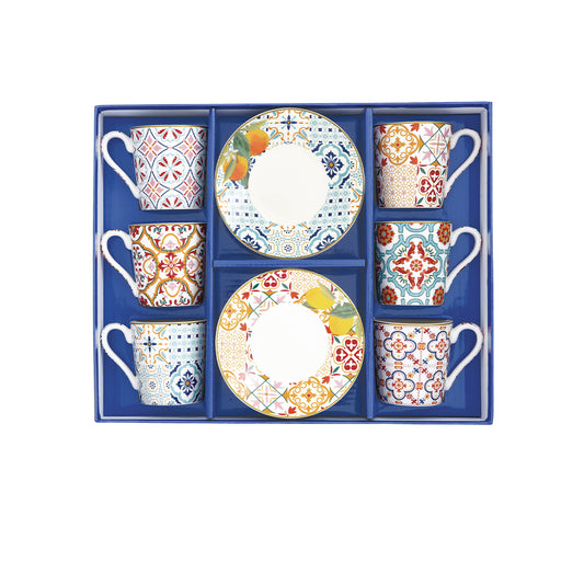 Siracusa 100ml (3.4oz) Espresso Cup & Saucer Set of 6