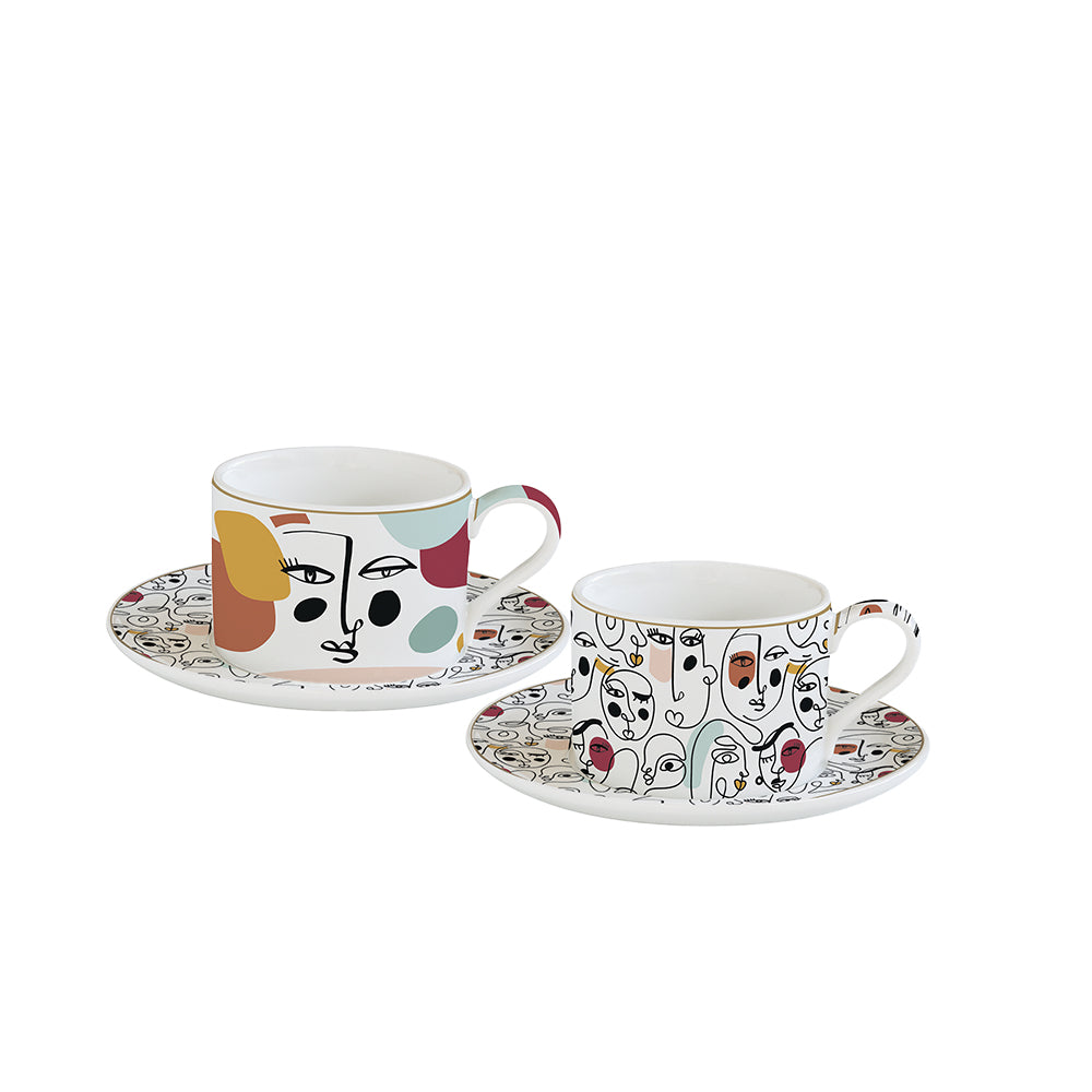 Modernism 240ml (8oz) Cups & Saucers Set of 2