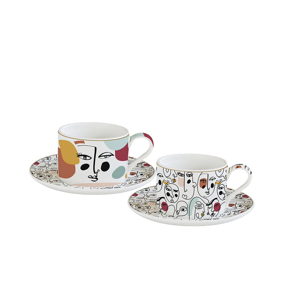Modernism 240ml (8oz) Cups & Saucers Set of 2