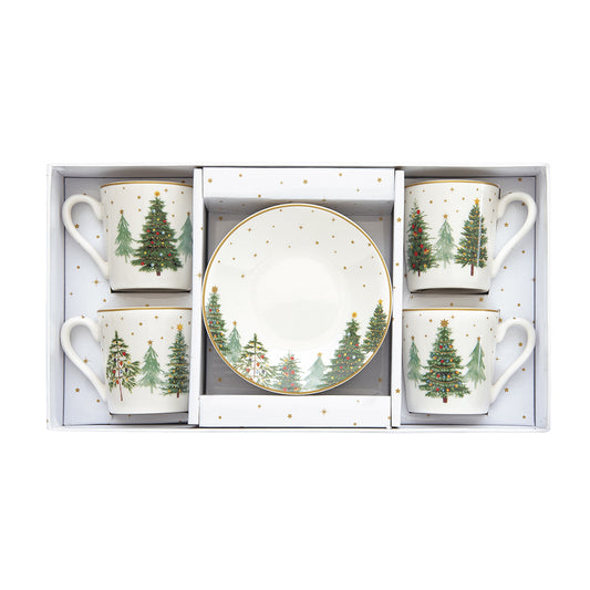 Festive Trees 100ml (3.4oz) Espresso Cups Set of 4
