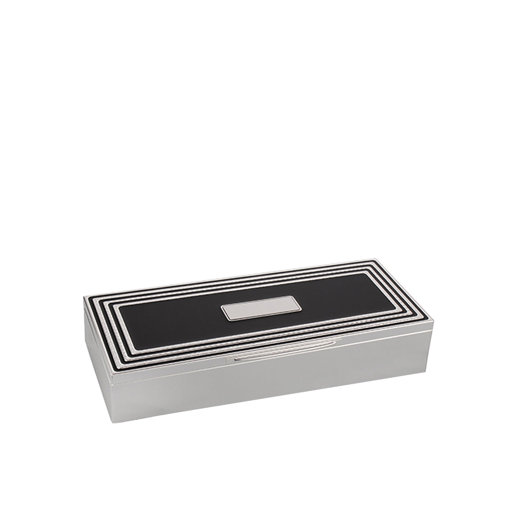 Carson Trinket Box Black/Silver Accent