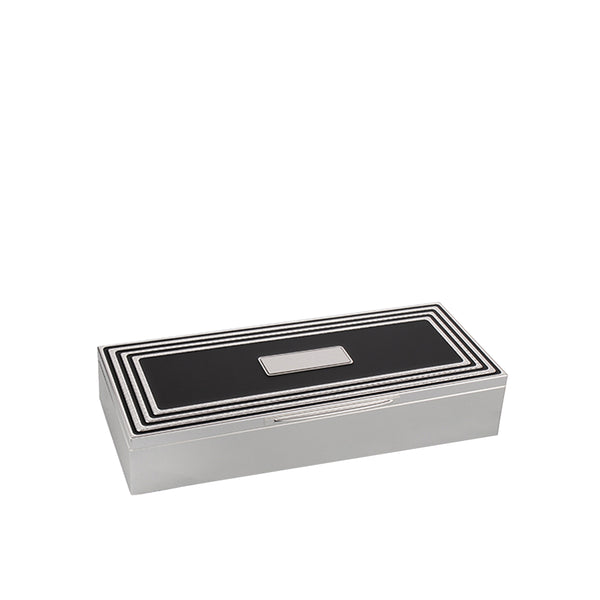Carson Trinket Box Black/Silver Accent