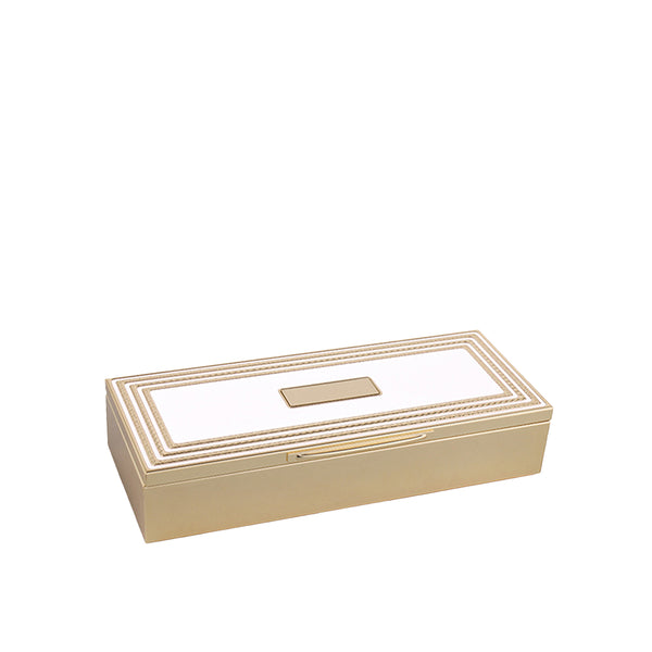 Carson Trinket Box White/Gold Accent