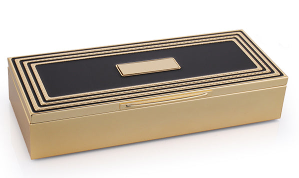 Carson Trinket Box Black/Gold Accent
