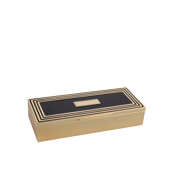Carson Trinket Box Black/Gold Accent