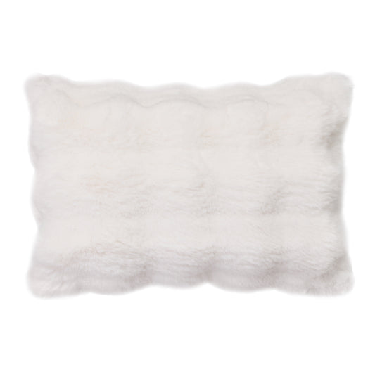 Plush Faux Fur 12" x 18" Pillow, Ivory
