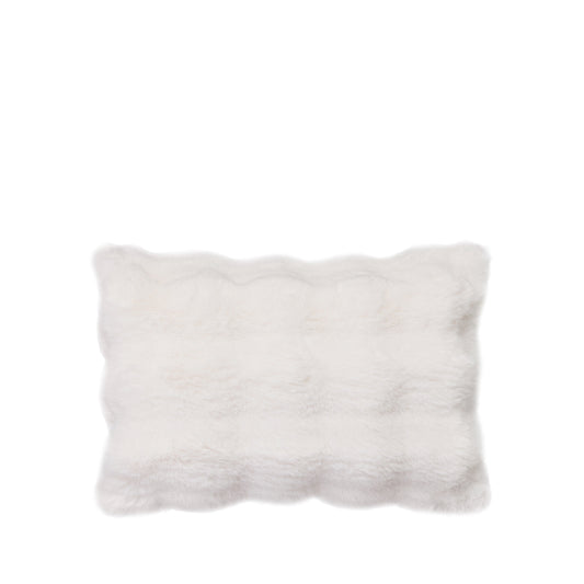 Plush Faux Fur 12" x 18" Pillow, Ivory