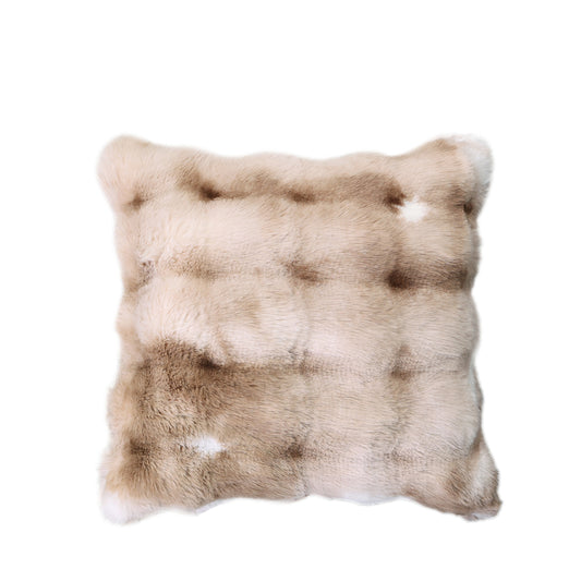 Plush Faux Fur 18" x 18" Pillow,CARAMEL