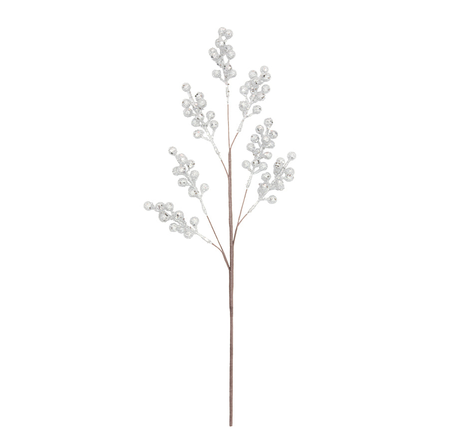 Berry Spray 66cm Silver Glitter