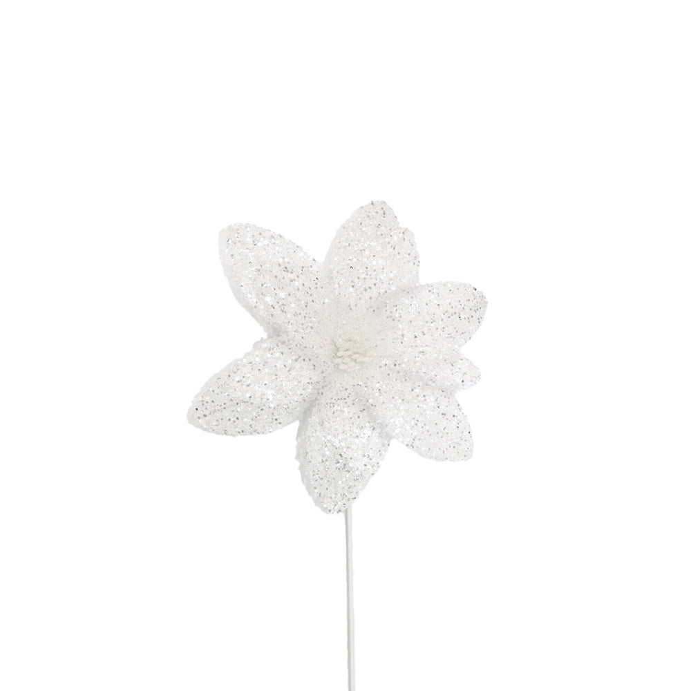 Poinsettia 31x55cm White Sequins