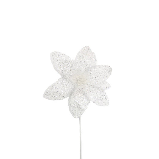 Poinsettia 31x55cm White Sequins