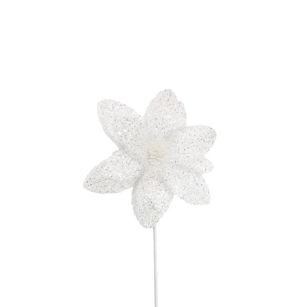Poinsettia 31x55cm White Sequins