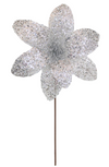 Poinsettia 31x55cm Silver Sequins