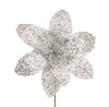 Poinsettia 31x55cm Silver Sequins