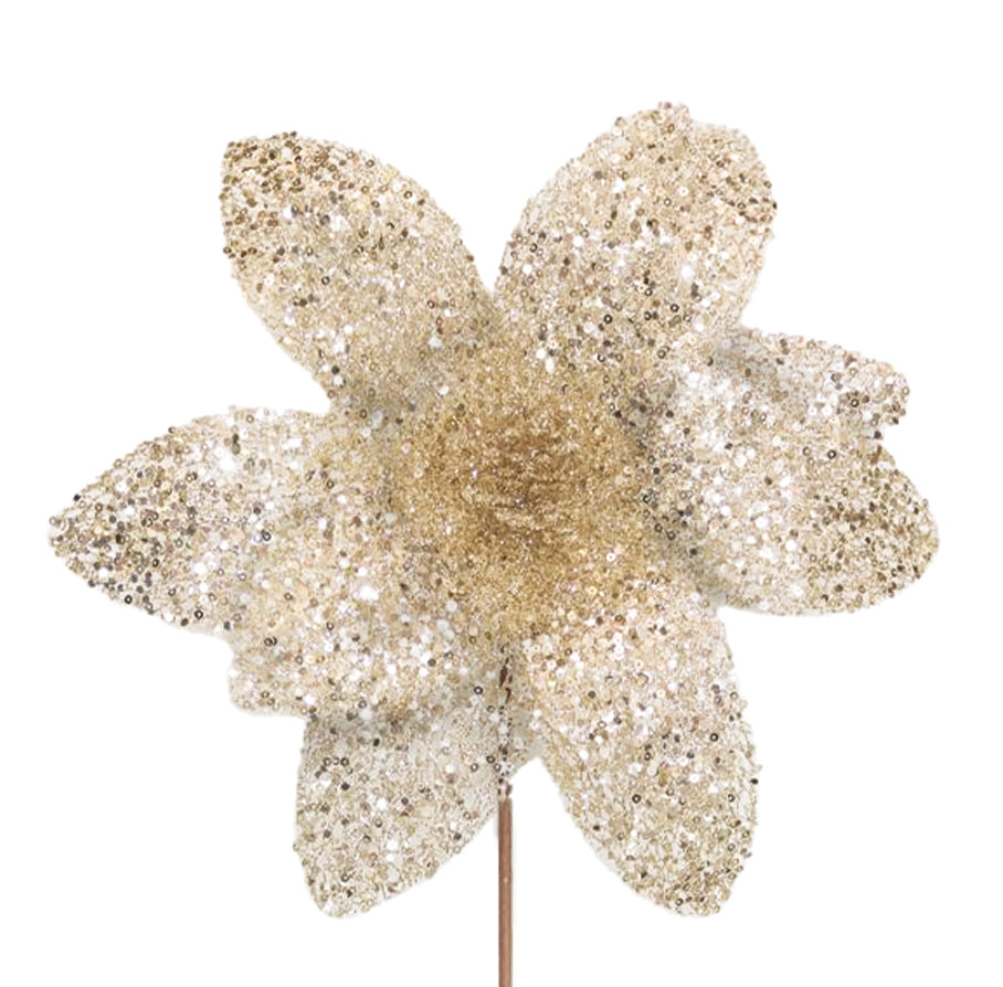 Poinsettia 31x55cm Champagne Sequins