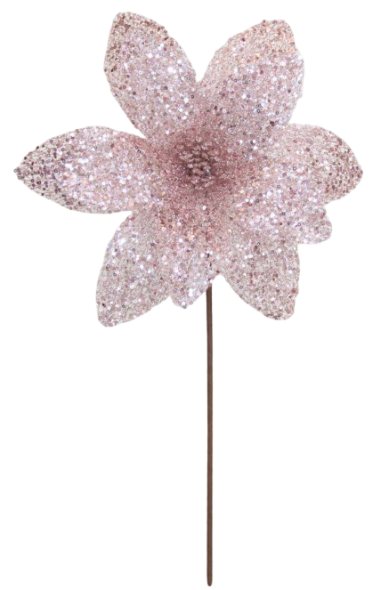 Poinsettia 31x55cm Blush Sequins