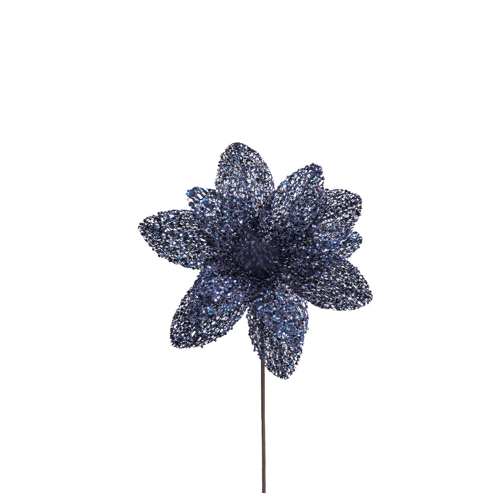 Poinsettia 31x55cm Midnight Blue Sequins