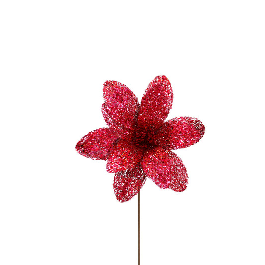 Poinsettia 31x55cm Burgundy Sequins