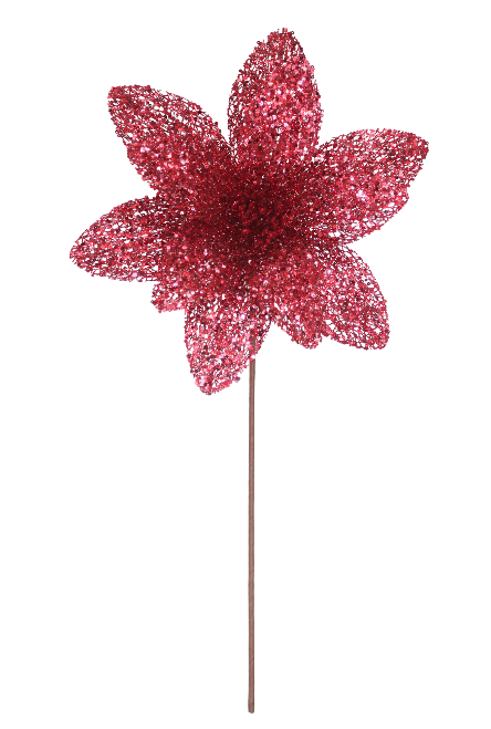 Poinsettia 31x55cm Burgundy Sequins