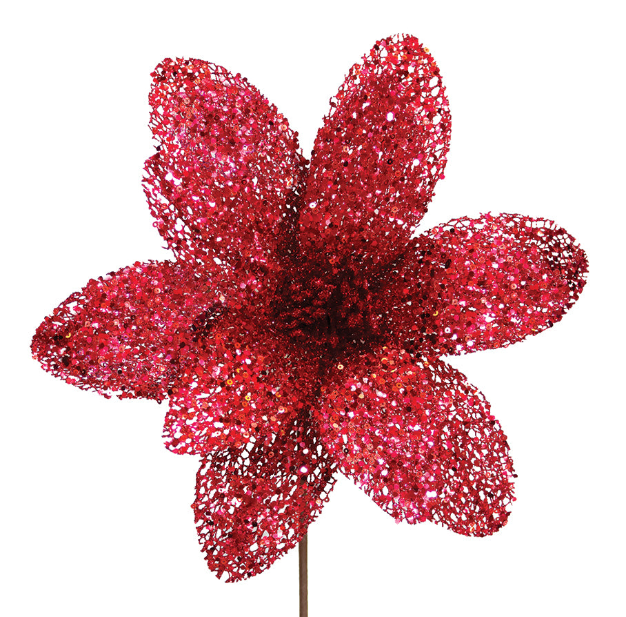 Poinsettia 31x55cm Burgundy Sequins