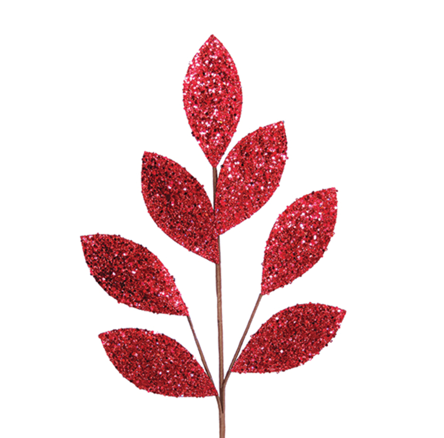 Leaf Stem 70cm Burgundy Sequins