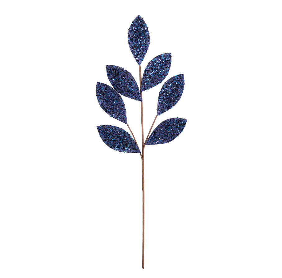 Leaf Stem 70cm Midnight Blue Sequins
