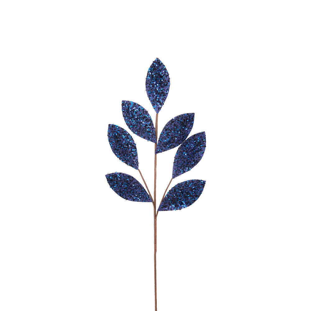 Leaf Stem 70cm Midnight Blue Sequins