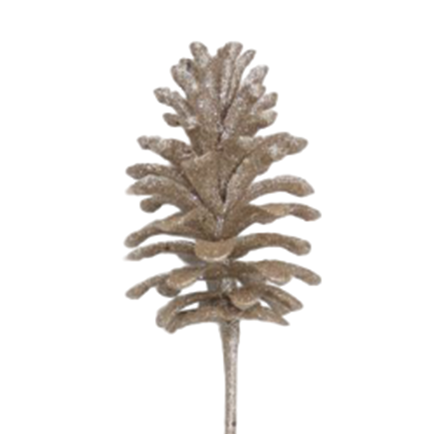 Pinecone 55cm Champagne Iced Cluster
