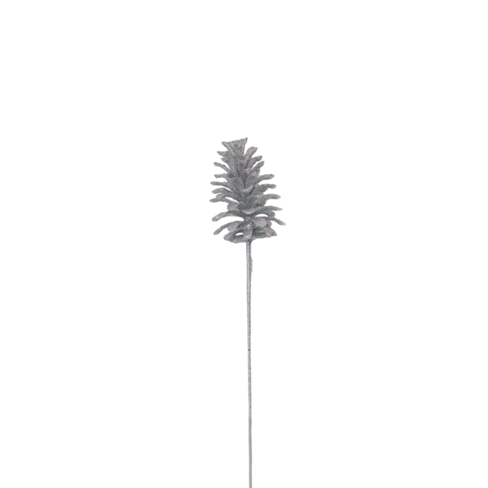 Pinecone 55cm Silver Iced Cluster