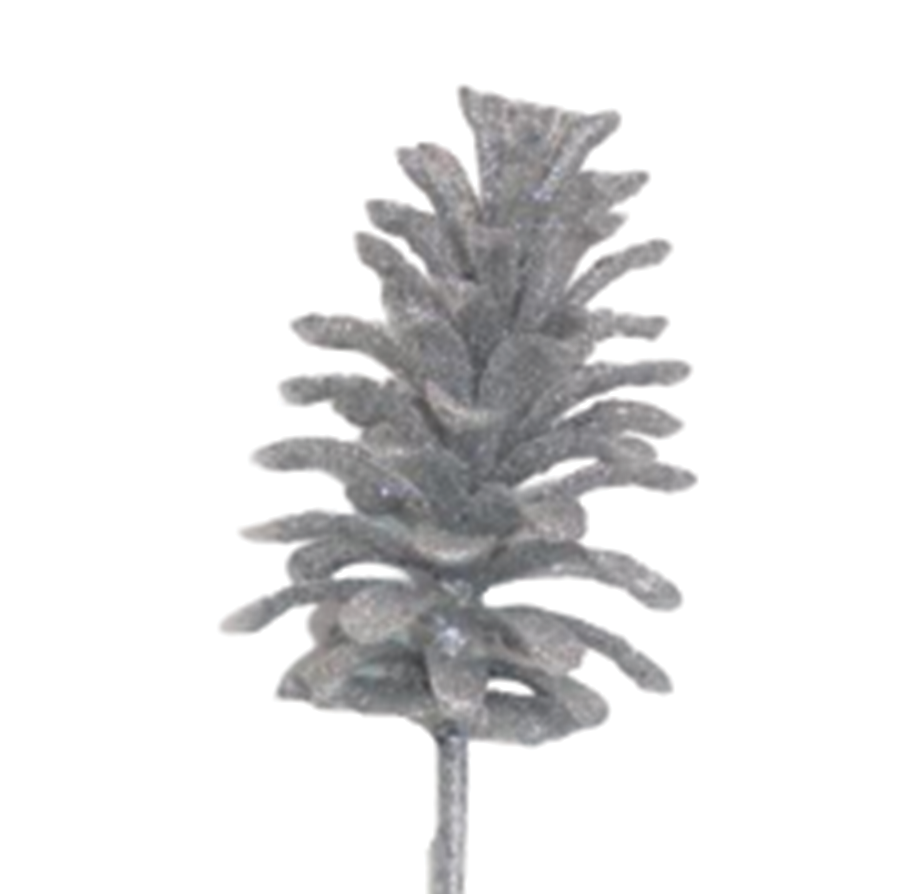 Pinecone 55cm Silver Iced Cluster