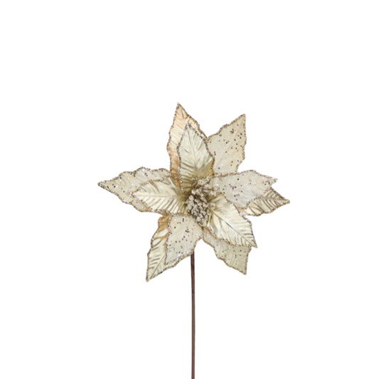 Poinsettia Stem Champagne Beaded