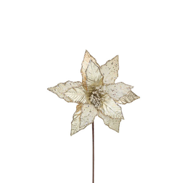 Poinsettia Stem Champagne Beaded