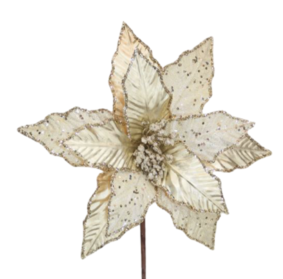 Poinsettia Stem Champagne Beaded