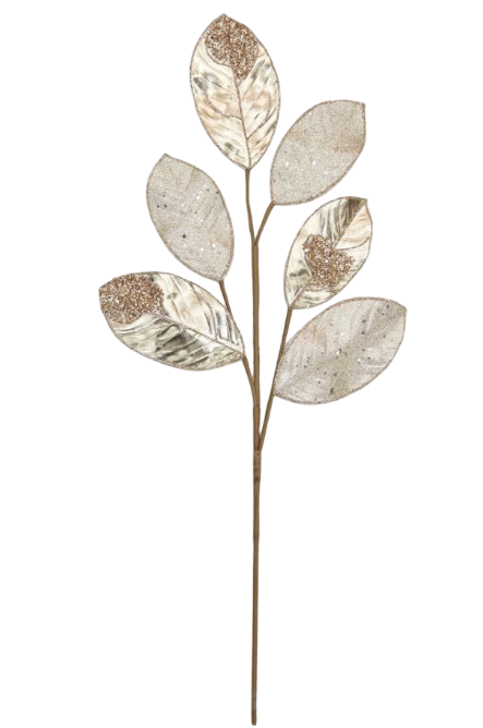 Leaf Stem 68cm Champagne Beaded