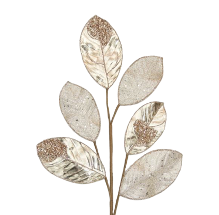Leaf Stem 68cm Champagne Beaded