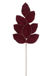 Leaf 71cm Burgundy Velvet/Champagne Glitter Stem