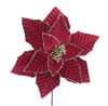 Poinsettia 32x50cm Burgundy Velvet/Champagne Glitter