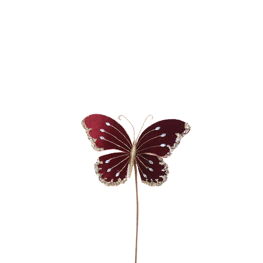 Butterfly 21cm Burgundy Stem