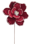 Magnolia 33x50cm Burgundy Velvet with Glitter Edge Stem