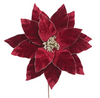 Poinsettia 35x50cm Burgundy Velvet with Glitter Edge Stem