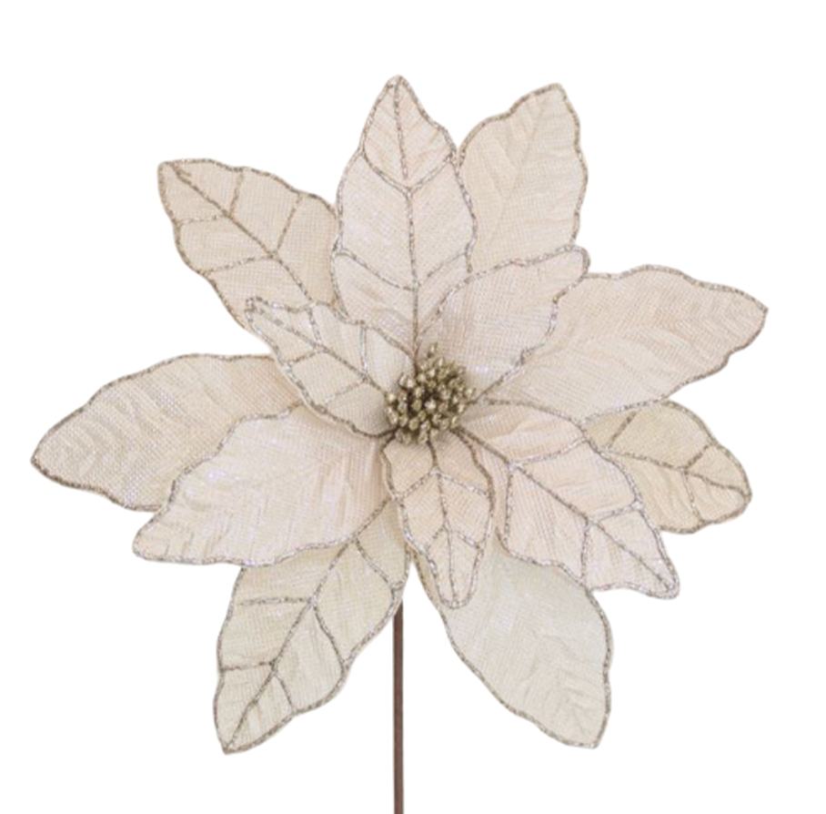 Poinsettia 41x50cm Champagne Lurex Stem