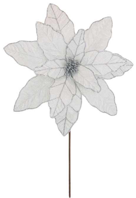 Poinsettia 41x50cm Silver Lurex Stem