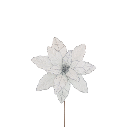 Poinsettia 41x50cm Silver Lurex Stem