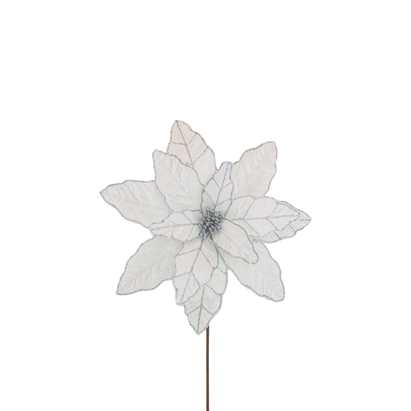 Poinsettia 41x50cm Silver Lurex Stem
