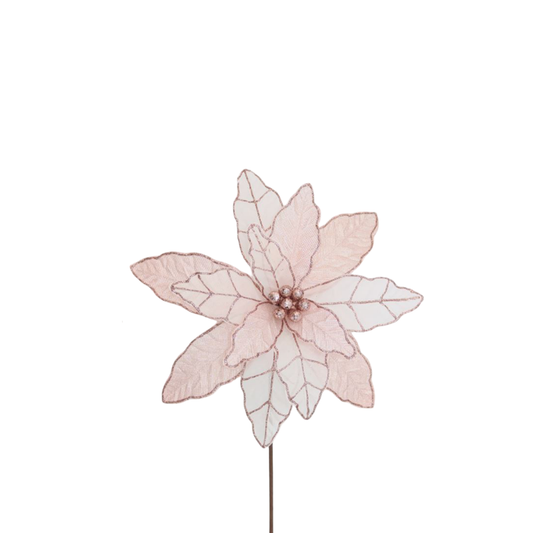 Poinsettia 41x50cm Blush Lurex Stem