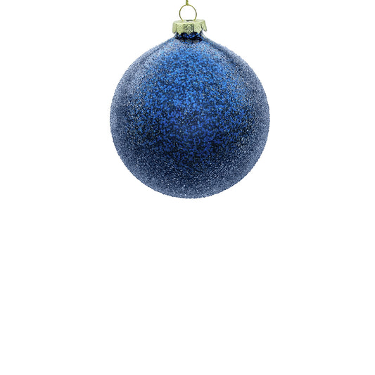 10cm Iced Blue Ball Ornament